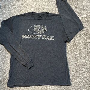 Men Mossy Oak Charcoal Long Sleeve Tee Sz L